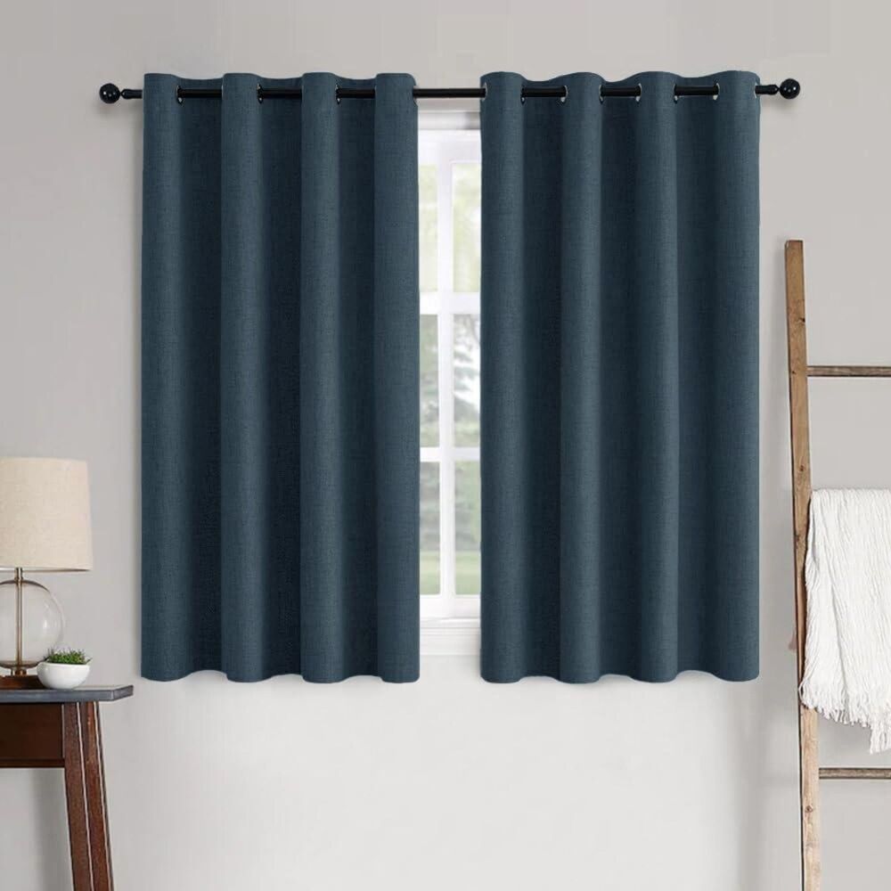 Brand New Miulee Navy Blackout Linen Curtains 52"W × 54"L – 2 Panels